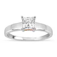 Womens / CT. T.W. White Zirconia Sterling Silver Square Solitaire Cocktail Ring