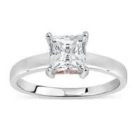 Womens 2 CT. T.W. White Zirconia Sterling Silver Square Solitaire Cocktail Ring