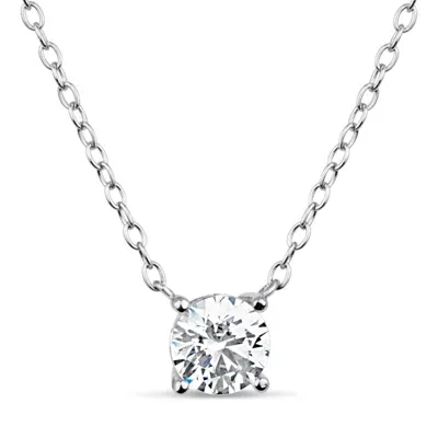 Womens 1 CT. T.W. White Zirconia Sterling Silver Round Pendant Necklaces