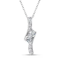 Womens 1 1/3 CT. T.W. White Zirconia Sterling Silver Round 18 Inch Pendant Necklace