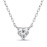 Womens 1 CT. T.W. White Zirconia Sterling Silver Heart Pendant Necklace