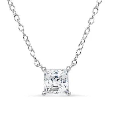Womens 1 CT. T.W. White Zirconia Sterling Silver Square Pendant Necklace