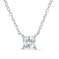 Womens CT. T.W. White Zirconia Sterling Silver Square Pendant Necklace