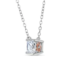 Womens CT. T.W. White Zirconia Sterling Silver Square Pendant Necklace