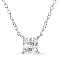 Womens 2 CT. T.W. White Zirconia Sterling Silver Square 18 Inch Pendant Necklace