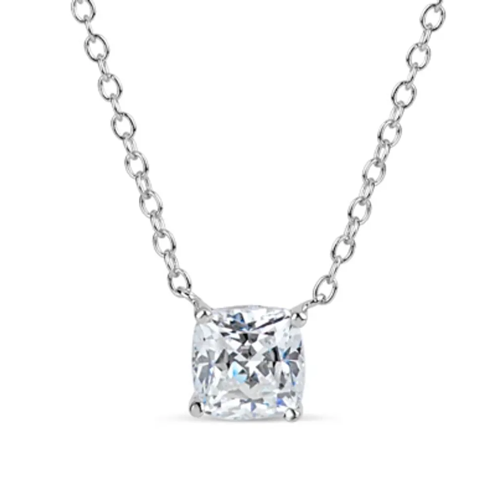 Womens 2 CT. T.W. White Zirconia Sterling Silver Square Pendant Necklace