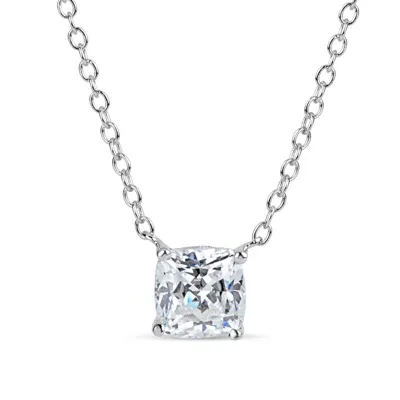 Womens 2 CT. T.W. White Zirconia Sterling Silver Square Pendant Necklace