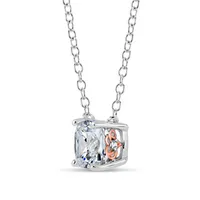 Womens 2 CT. T.W. White Zirconia Sterling Silver Square Pendant Necklace