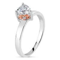 Womens 1 5/8 CT. T.W. White Zirconia Sterling Silver Heart Solitaire Cocktail Ring