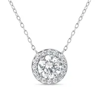 Womens CT. T.W. White Zirconia Sterling Silver Round Pendant Necklace