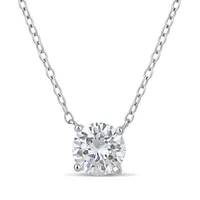 Womens 1 1/3 CT. T.W. White Zirconia Sterling Silver Round 18 Inch Pendant Necklace