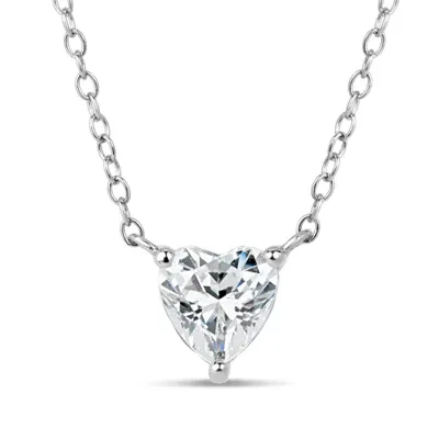 Womens 1 5/8 CT. T.W. White Zirconia Sterling Silver Heart Pendant Necklace