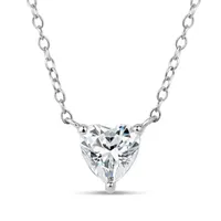 Womens 1 CT. T.W. White Zirconia Sterling Silver Heart Pendant Necklace