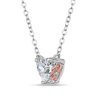 Womens 1 CT. T.W. White Zirconia Sterling Silver Heart Pendant Necklace