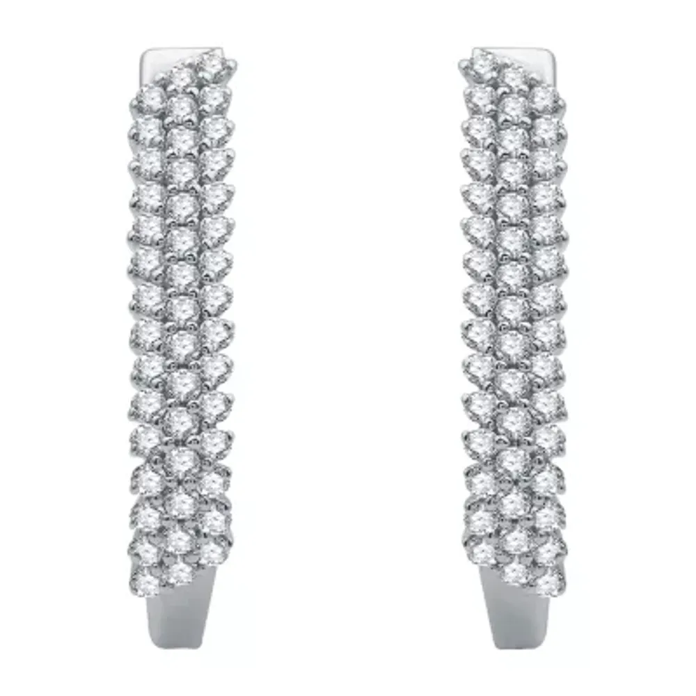 1/2 CT. T.W. Natural White Diamond 10K White Gold 20.3mm Hoop Earrings