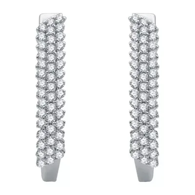 1/2 CT. T.W. Natural White Diamond 10K White Gold 20.3mm Hoop Earrings