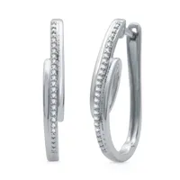 1/ CT. T.W. Natural White Diamond Sterling Silver 23.5mm Hoop Earrings