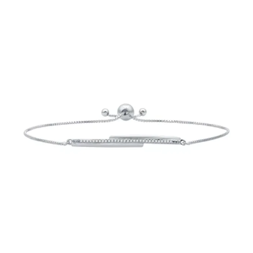 1/10 CT. T.W. Natural Diamond Sterling Silver Bar Bolo Bracelet