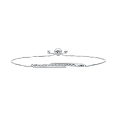 1/10 CT. T.W. Natural Diamond Sterling Silver Bar Bolo Bracelet