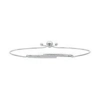 1/10 CT. T.W. Mined Diamond Sterling Silver Bar Bolo Bracelet