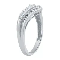 2MM 1/4 CT. T.W. Natural White Diamond Sterling Silver Chevron Wedding Band