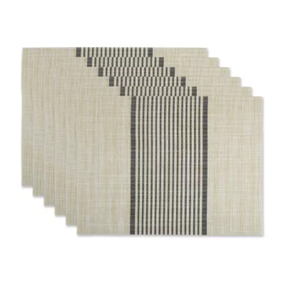 Design Imports Black Middle Stripe Woven 6-pc. Placemats