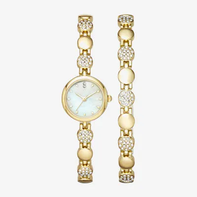 Geneva Ladies Womens Crystal Accent Gold Tone Bracelet Watch Fmdjset075