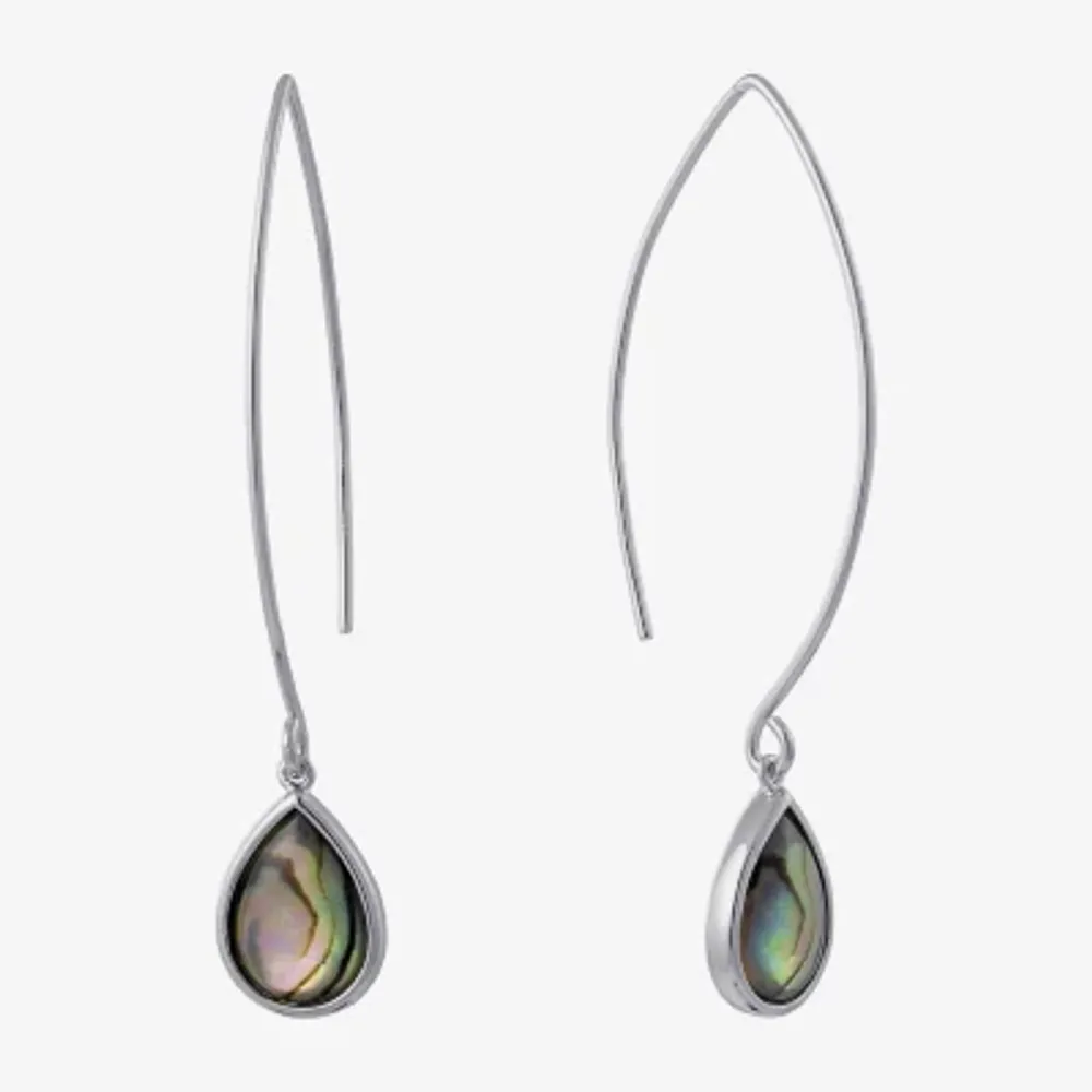 Sparkle Allure Abalone Pure Silver Over Brass Pear Drop Earrings