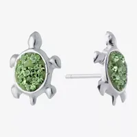 Silver Treasures Crystal Sterling Silver 8.1mm Stud Earrings