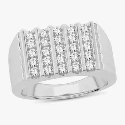 (G-H / Si1-Si2) Mens 1 CT. T.W. Lab Grown White Diamond 10K Gold Square Fashion Ring