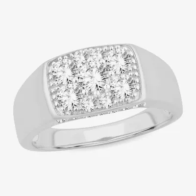 (G-H / SI1-SI2) Mens 1 1/2 CT. T.W. Lab Grown White Diamond or Yellow 10K Gold Cushion Fashion Ring