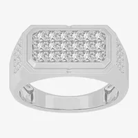 (G-H / SI1-SI2) Mens 1 CT. T.W. Lab Grown White Diamond or Yellow 10K Gold Rectangular Fashion Ring