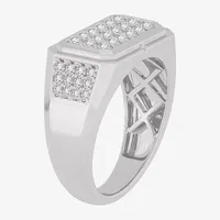 (G-H / SI1-SI2) Mens 1 CT. T.W. Lab Grown White Diamond or Yellow 10K Gold Rectangular Fashion Ring