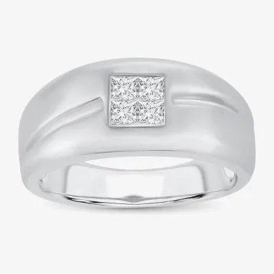 Mens 1/ CT. T.W. Genuine White Diamond or Yellow 10K Gold Square Fashion Ring