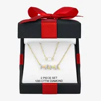 Yes, Please! "Mama" Womens 2-pc. Diamond Accent White Cultured Freshwater Pearl 14K Gold Over Silver Necklace Set