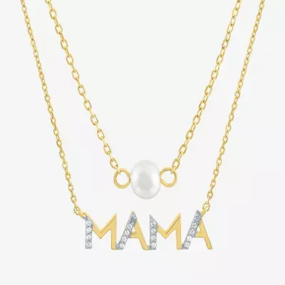 Yes, Please! "Mama" Womens 2-pc. Diamond Accent White Cultured Freshwater Pearl 14K Gold Over Silver Necklace Set