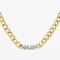 Diamond Addiction "Mama" Womens 1/10 CT. T.W. Natural White Diamond 14K Gold Over Silver Sterling Silver Pendant Necklace