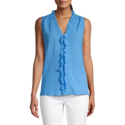 Liz Claiborne Womens V Neck Sleeveless Blouse