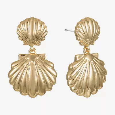 Bijoux Bar Gold Tone Shell Drop Earrings