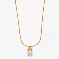 Monet Jewelry Gold Tone Womens Glass Simulated Pearl Zinc Knot Pendant Necklaces