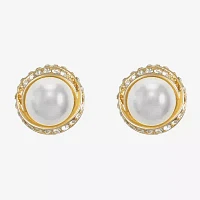 Monet Jewelry Gold Tone Glass Simulated Pearl 12.5mm Knot Stud Earrings