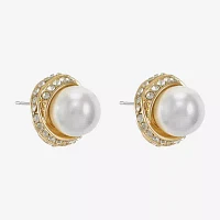 Monet Jewelry Gold Tone Glass Simulated Pearl 12.5mm Knot Stud Earrings