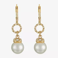 Monet Jewelry Gold Tone Glass Simulated Pearl Drop Earrings