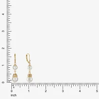Monet Jewelry Gold Tone Glass Simulated Pearl Knot Drop Earrings