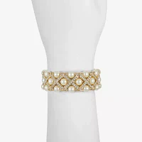 Monet Jewelry Gold Tone Womens Glass Simulated Pearl Stretch Bracelet