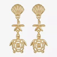 Monet Jewelry Gold Tone Turtle Starfish Drop Earrings