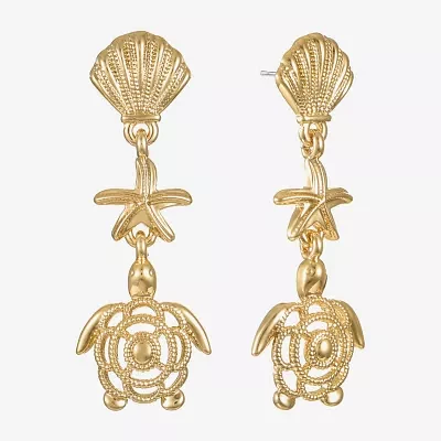 Monet Jewelry Gold Tone Turtle Starfish Drop Earrings