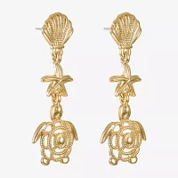 Monet Jewelry Gold Tone Turtle Starfish Drop Earrings