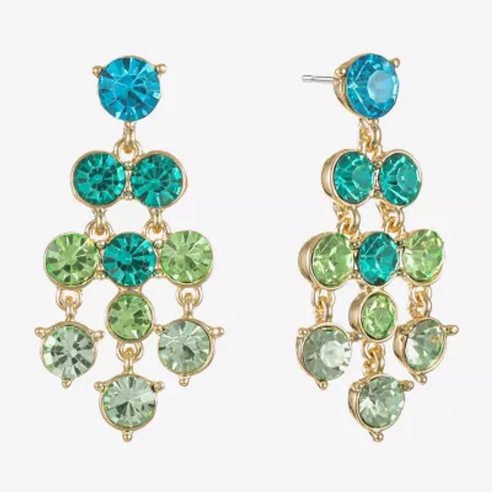 Monet Jewelry Ombre Glass Round Chandelier Earrings
