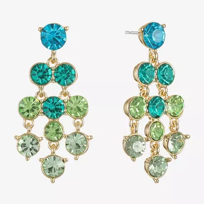 Monet Jewelry Ombre Glass Round Chandelier Earrings